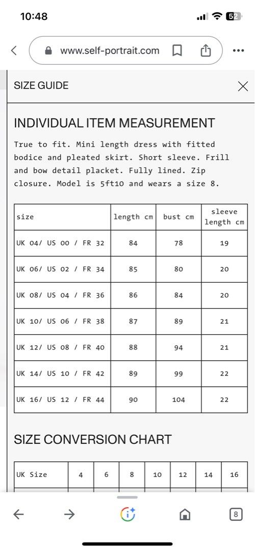 Self portrait sizing sales review