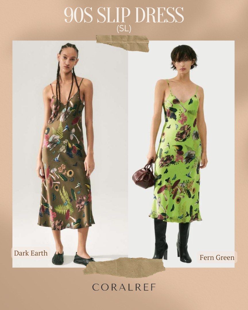 ✨Silk Laundry 90S Slip In Fern Green, Dark Earth, Women'S Fashion, Dresses  & Sets, Dresses On Carousell