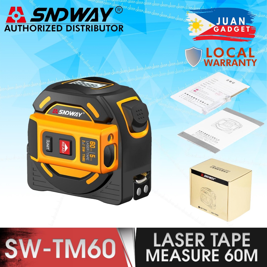 Sndway SW-TM60 60 Meters Laser Distance Meter Tape Rangefinder Self ...