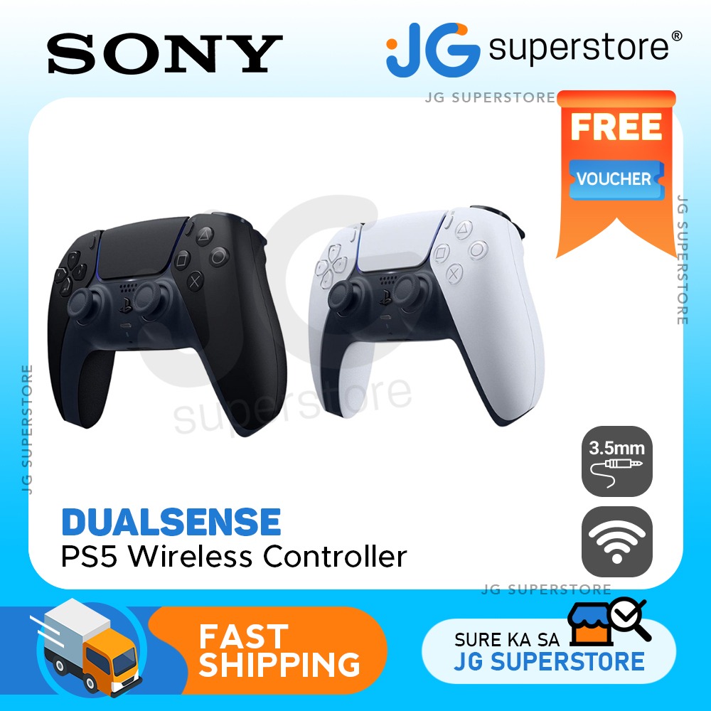 Sony DualSense PS5 Wireless Controller with Built in Mic Headset Jack Haptic Feedback Adaptive Triggers for PlayStation 5 Black White
