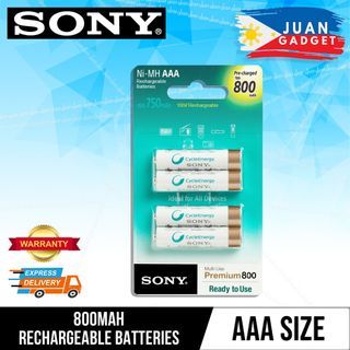 Sony NH-AAA-B4KN 800mAh Cycle Energy AAA Ni-Mh Rechargeable Batteries (Pack of 4)  Like Eneloop Batteries   JG Superstore