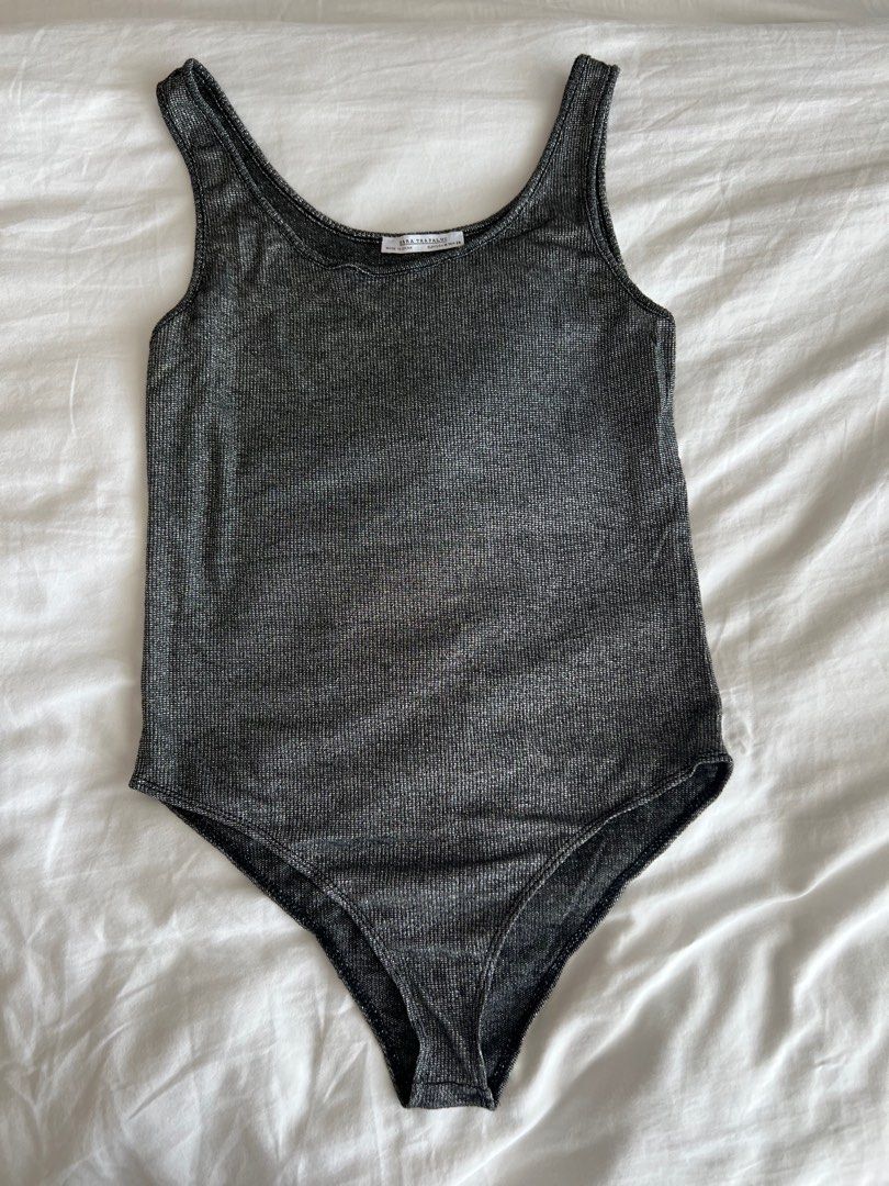 Zara top silver bodysuit
