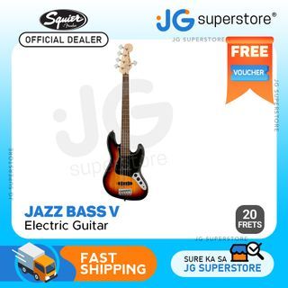 Squier by Fender Affinity Series Jazz Bass V 5-String Electric Guitar with 20 Frets, Laurel Fingerboard, C-Shaped Neck (3-Color Sunburst) | JG Superstore