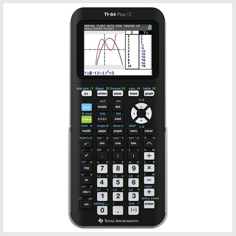 Texas Instruments TI-84 PLUS CE Graphing Calculator, Black  (Frustration-Free Packaging) (84PLCE/PWB/2L1/A)