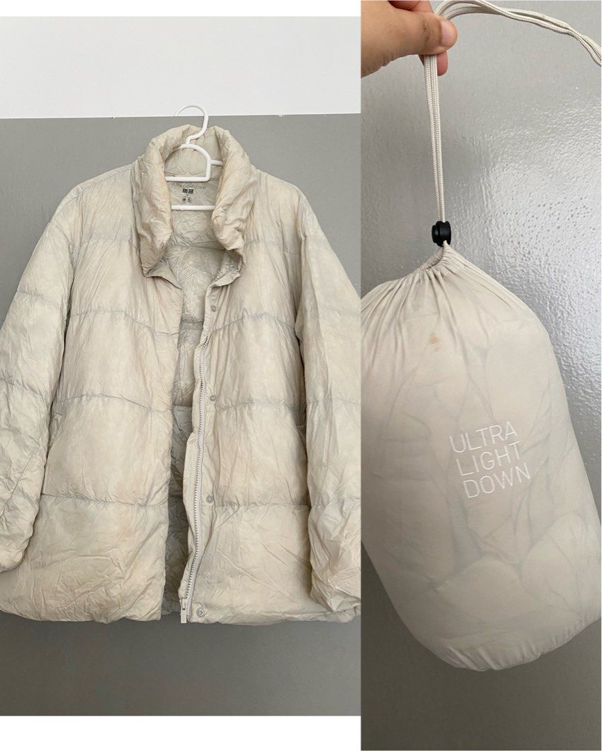 Uniqlo cream khaki foldable down winter jacket Women s Fashion