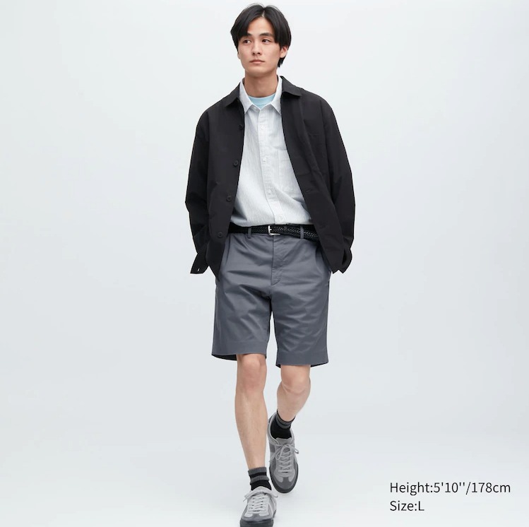 UNIQLO Men Stretch Slim Fit Shorts - Gray (Size L), Men's Fashion