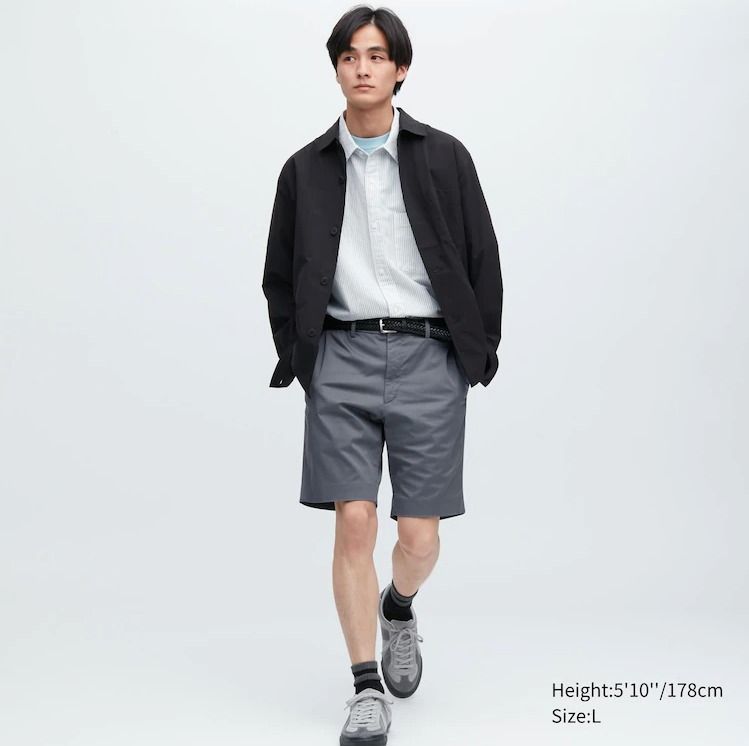 UNIQLO Men Stretch Slim Fit Shorts - Gray (Size L), Men's Fashion, Bottoms,  Shorts on Carousell
