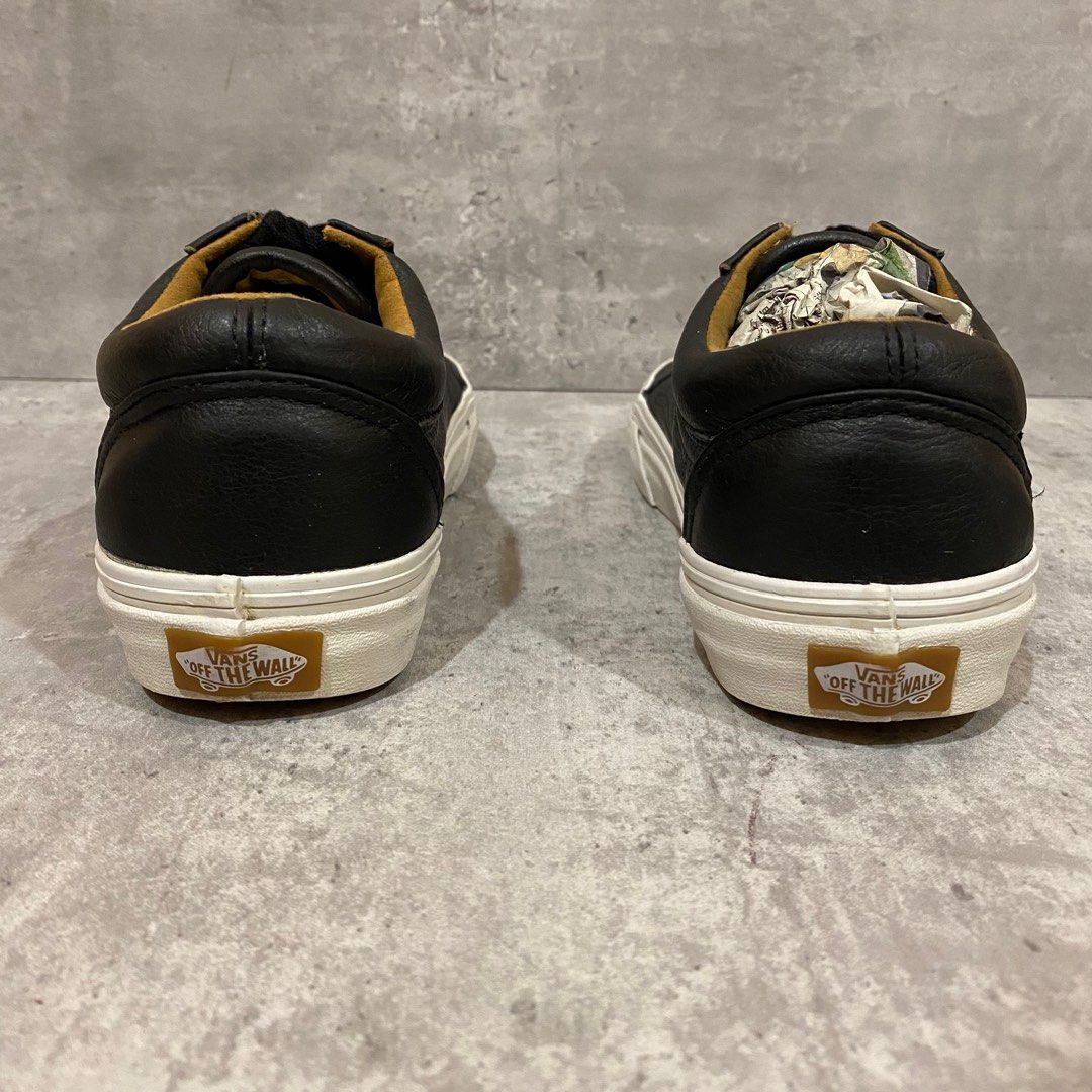 Black leather vans shoes size 3 sale