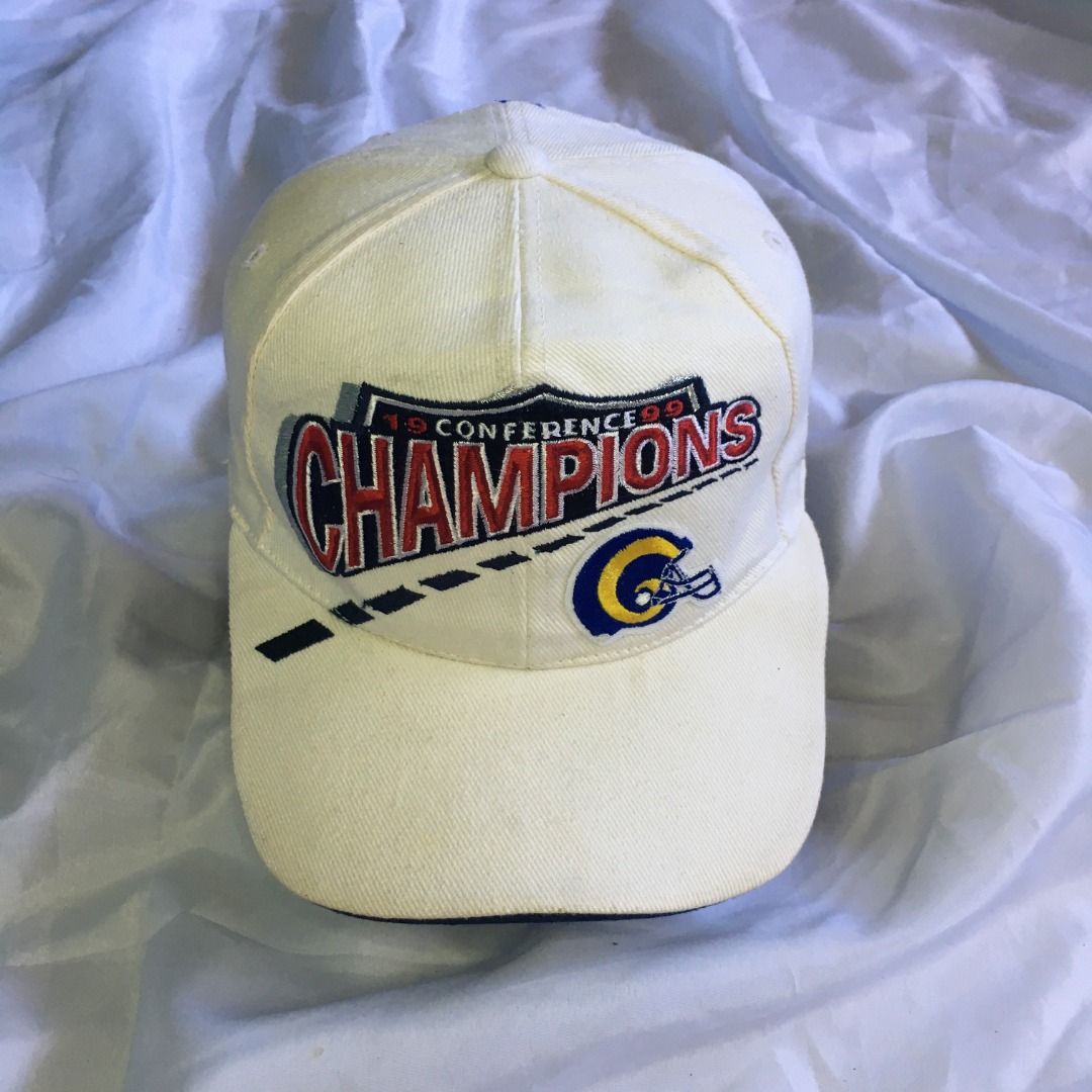 Vintage NFL 1999 Conference Champions Rams White Cap Hat Rams LA St Louis