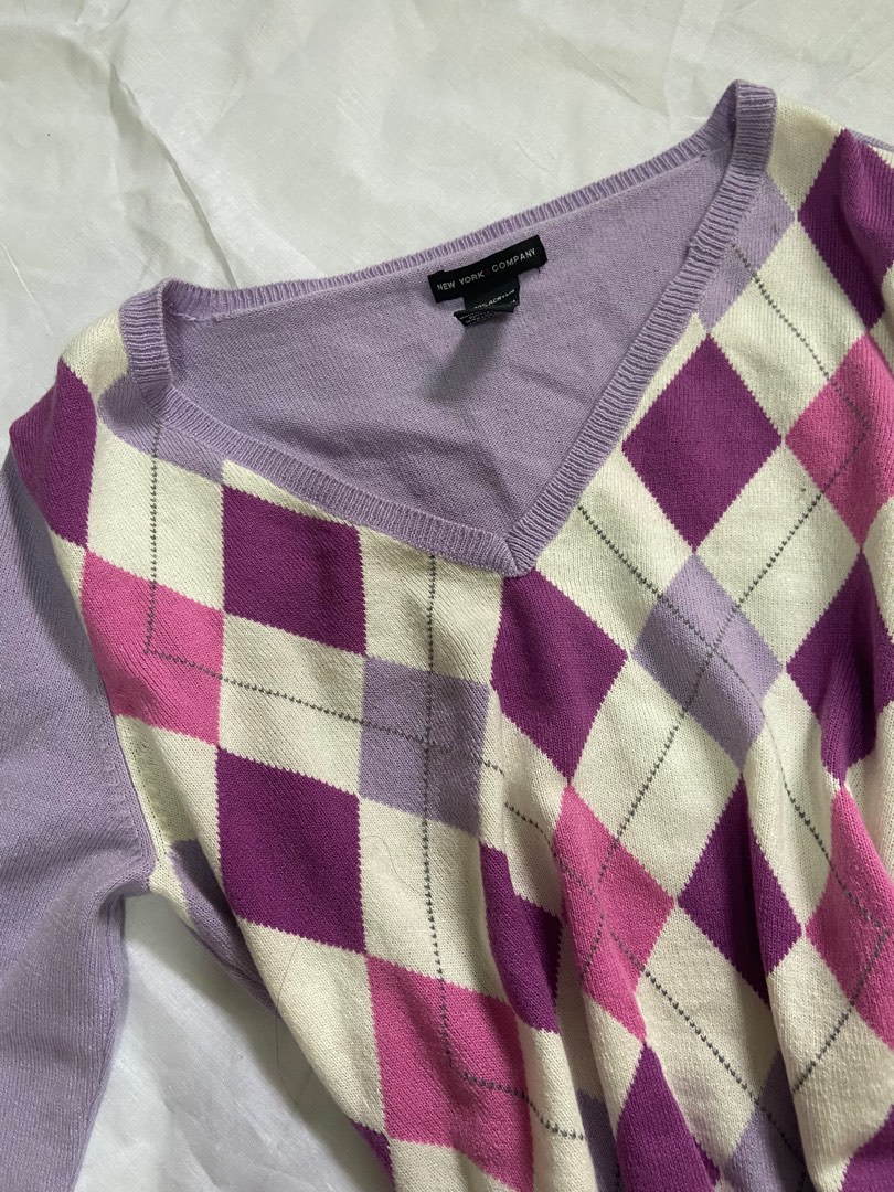 Purple sale argyle sweater
