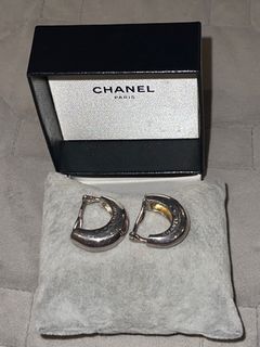 Vintage silver chanel hoop earrings