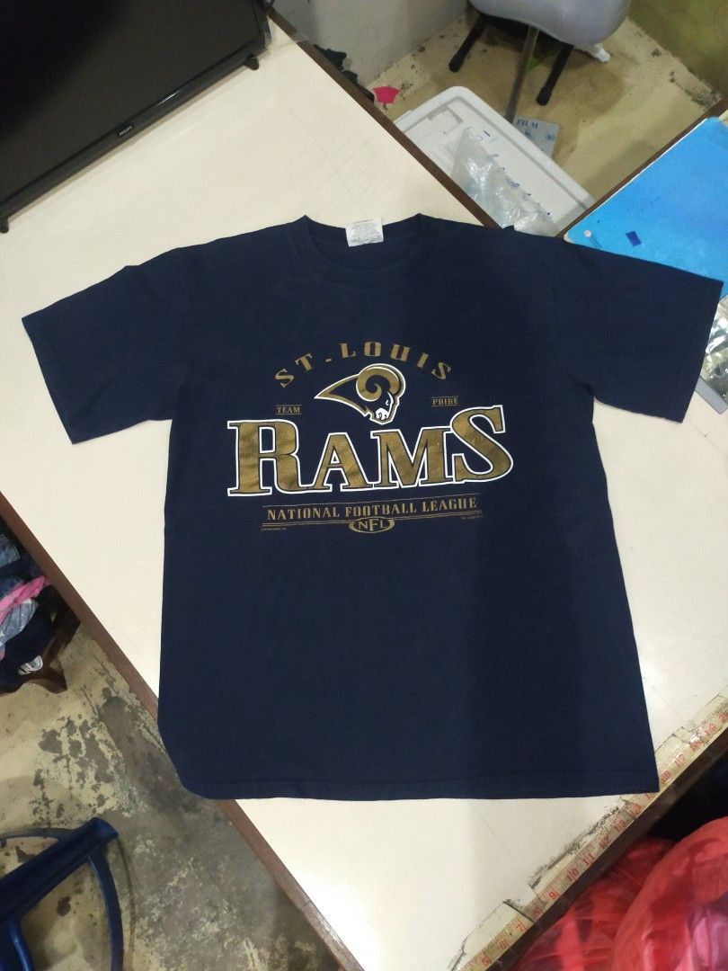 CSA Cotton St. Louis NFL Rams Football Navy Blue T-Shirt Adult Size L