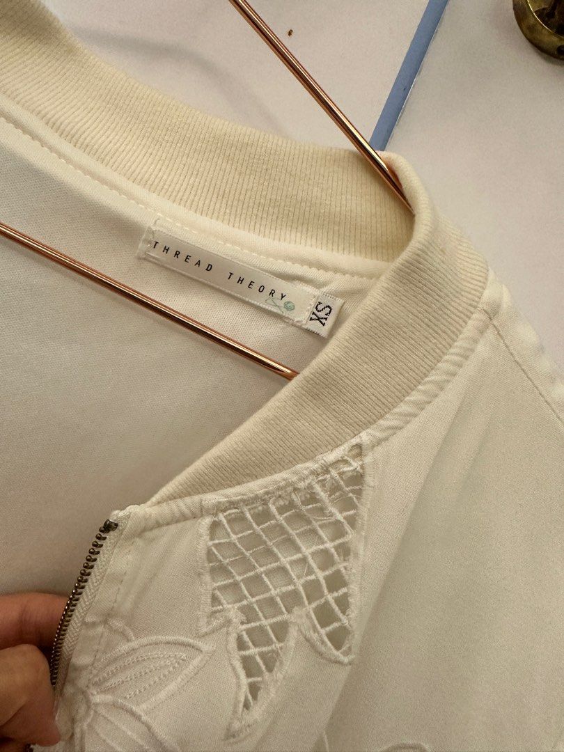 White lace bomber jacket on sale