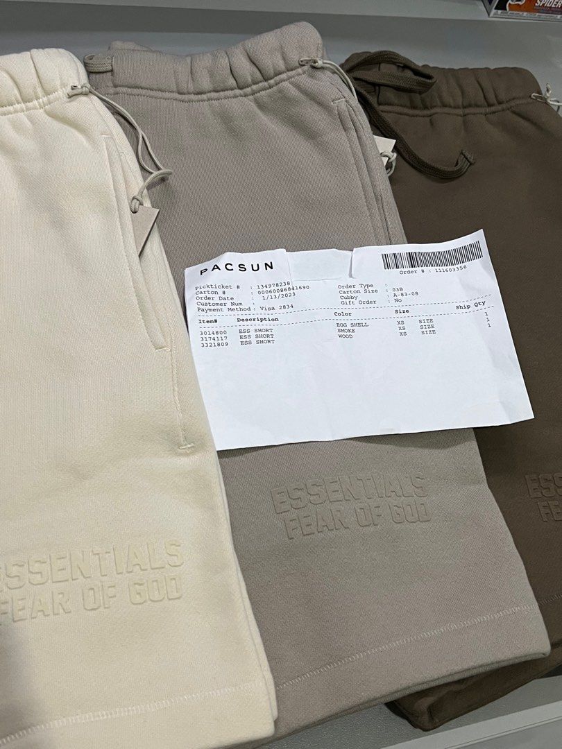 XS|Fear Of God Essentials ESS Shorts Egg Shell, Smoke, Wood from Pacsun