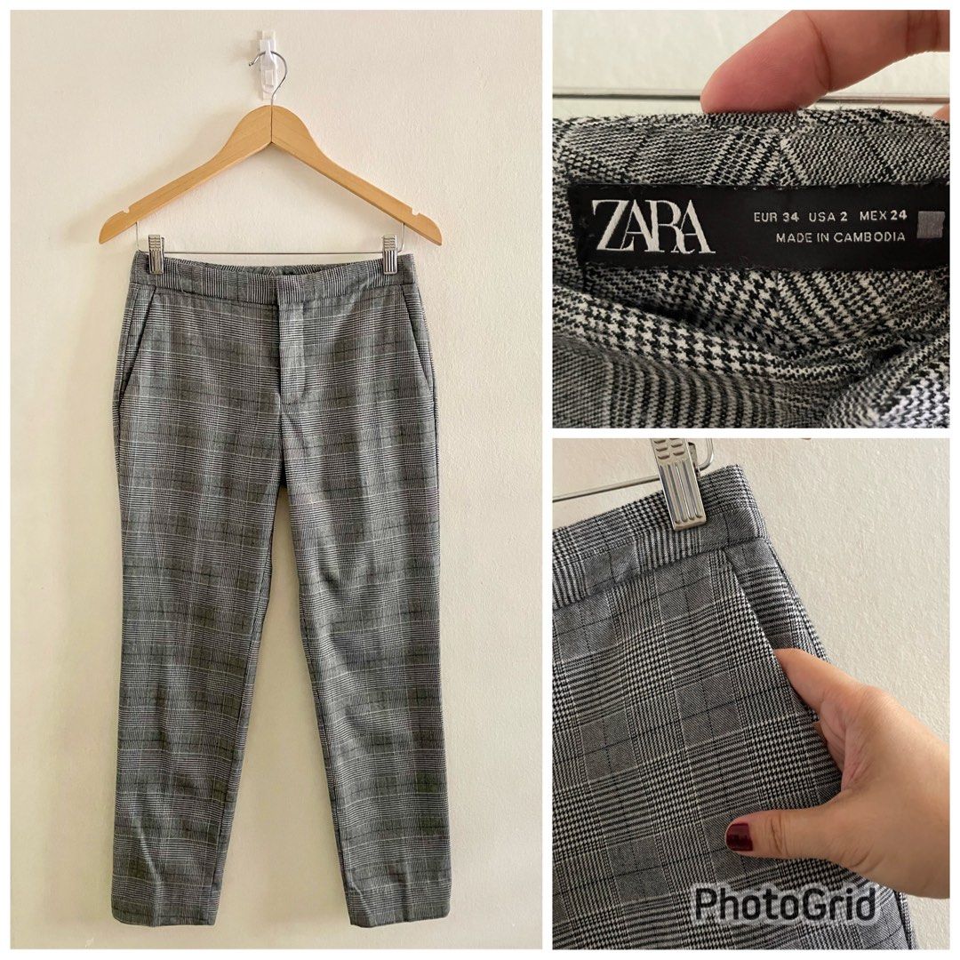 Zara houndstooth ankle trouser, Women's Fashion, Bottoms, Other Bottoms on  Carousell