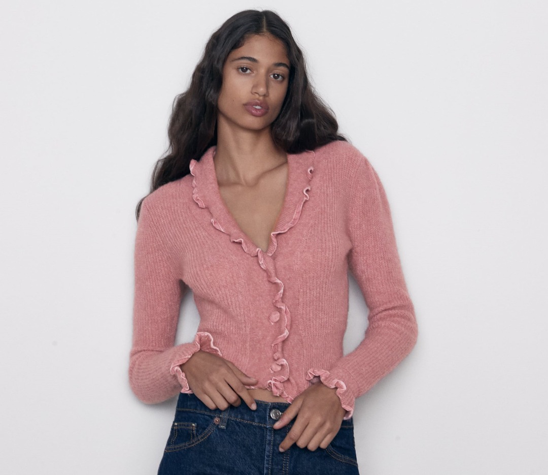 Cardigan pink zara clearance
