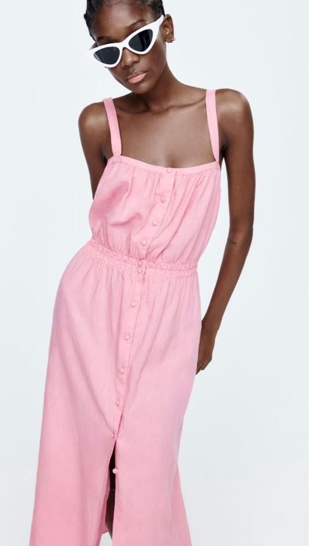 ZARA Strappy Midi Dress Pink L, Women's Fashion, Dresses & Sets, Dresses on  Carousell