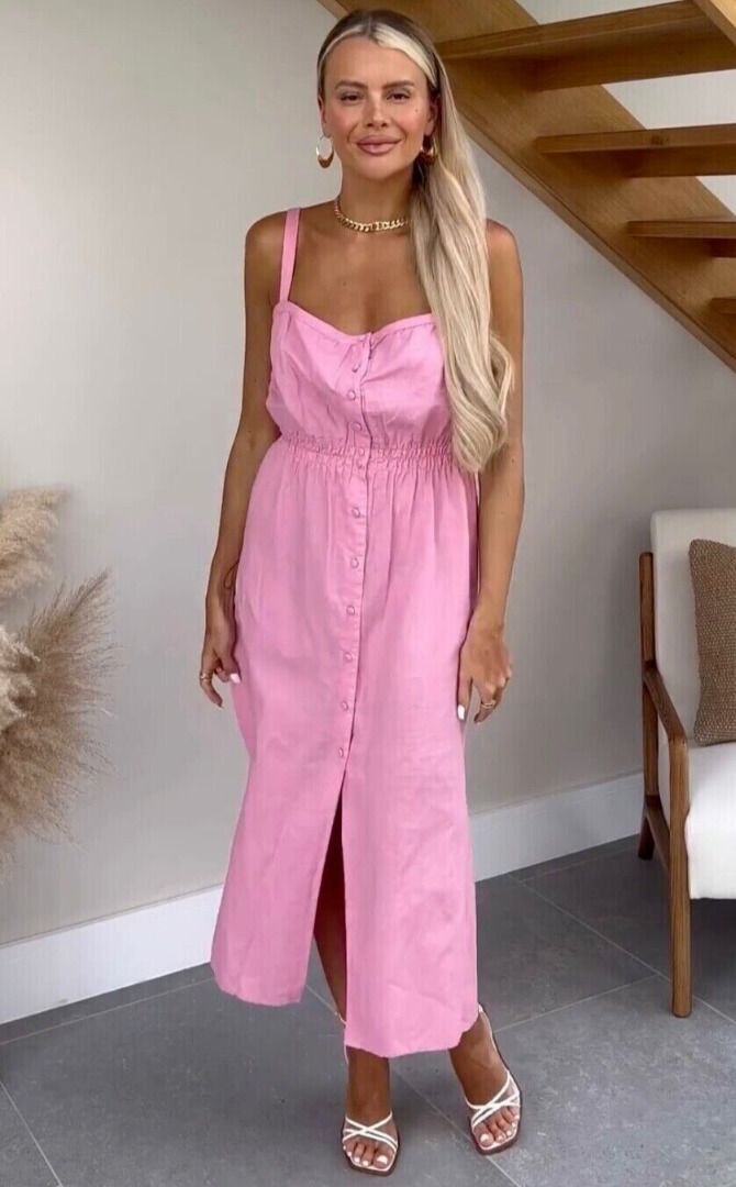 ZARA Strappy Midi Dress Pink L, Women's Fashion, Dresses & Sets, Dresses on  Carousell