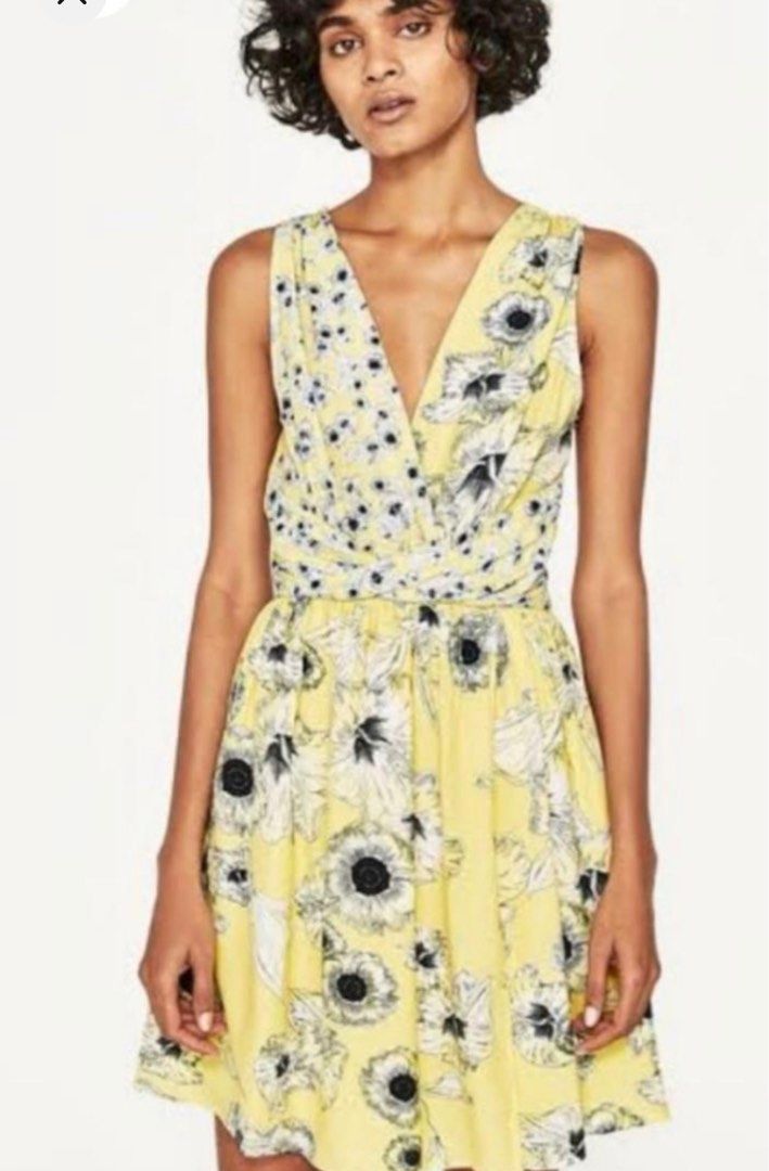 Zara yellow floral dress top