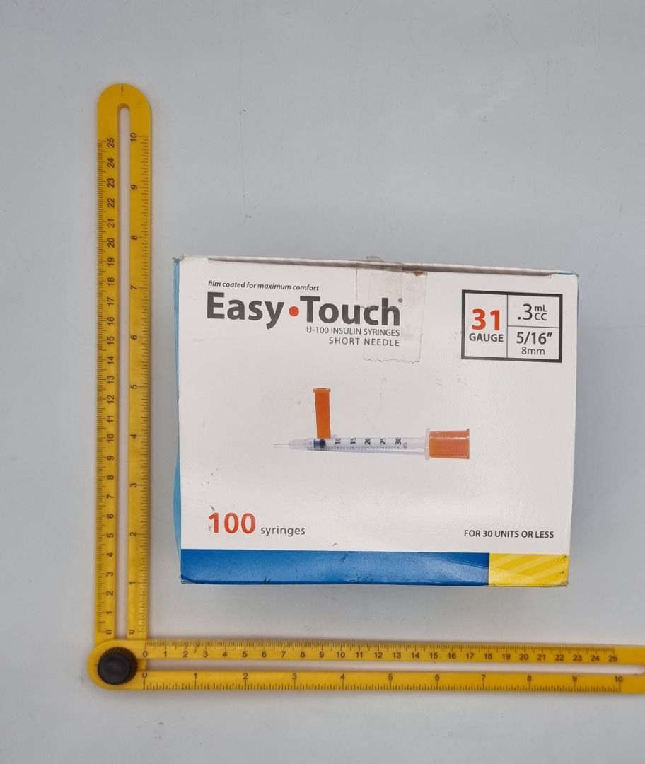 100 PC SET EASY TOUCH U 100 Insulin Syringes Short Needle 31 GAUGE 0.3