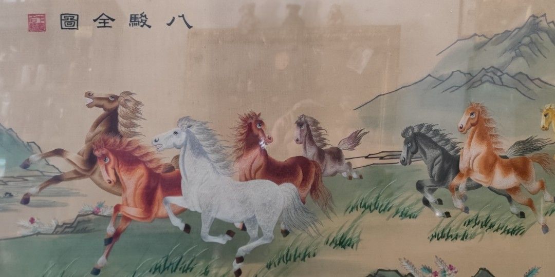 刺繡 完成品 中国美術  古画中国画　美術画　中国古画  古美術  八駿圖 ②《西施浣紗》掛軸 中国美人画 骨董品 美術 中国掛け軸 刺繍の