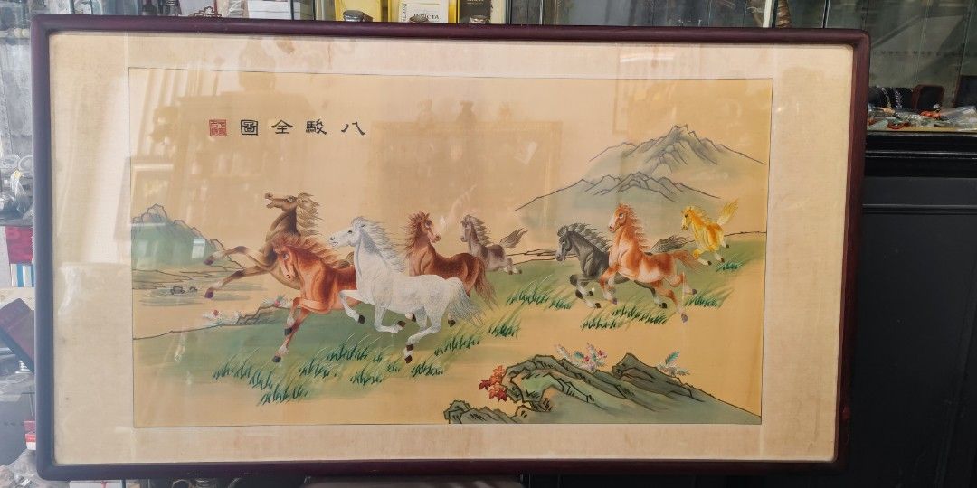 刺繡 完成品 中国美術  古画中国画　美術画　中国古画  古美術  八駿圖 刺繡 完成品 中国美術 古画中国画 美術画 中国古画 古美術 八