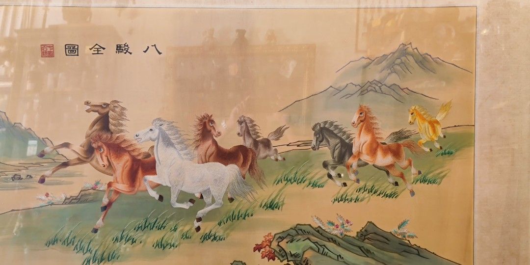 120620@5 中國早期手工刺繡八駿圖(限自取或貨運), 書籍、休閒與