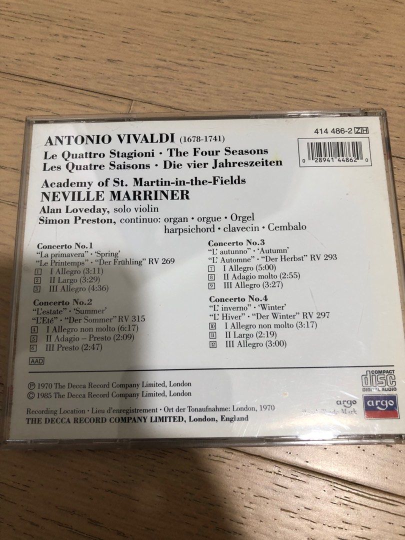ネコポス可 CD 純金24K Antonio Vivaldi CD Four Seasons 四季 24K 廃盤-