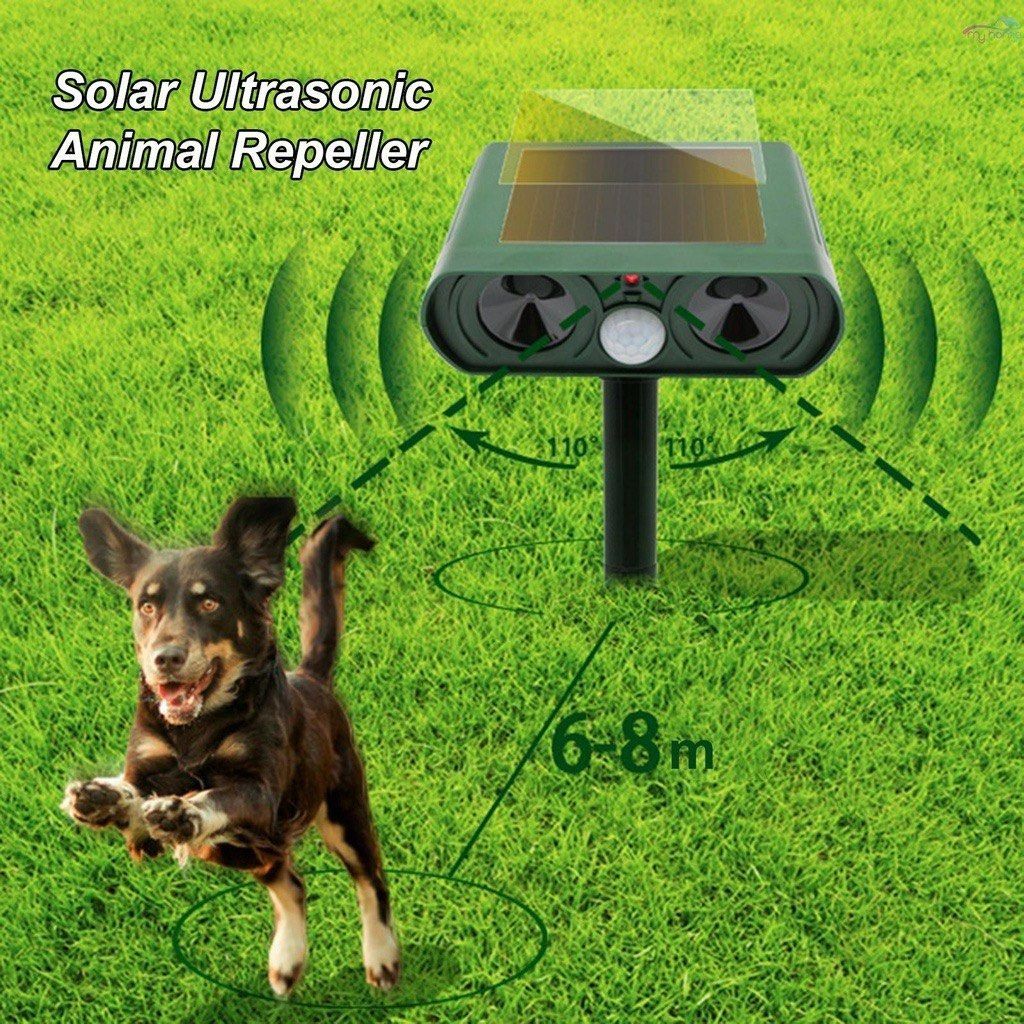 3967 WH 510 Solar Powered Animals Repeller Ultrasonic Wave Dog Cat Rechargeable Repellent for Outdoor Lawn Garden Yard Farm