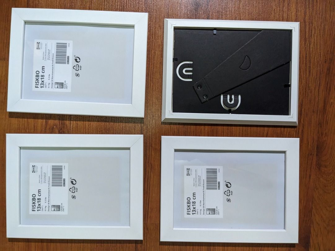4 Ikea Fiskbo White frames 13x18cm, Furniture & Home Living, Home Decor