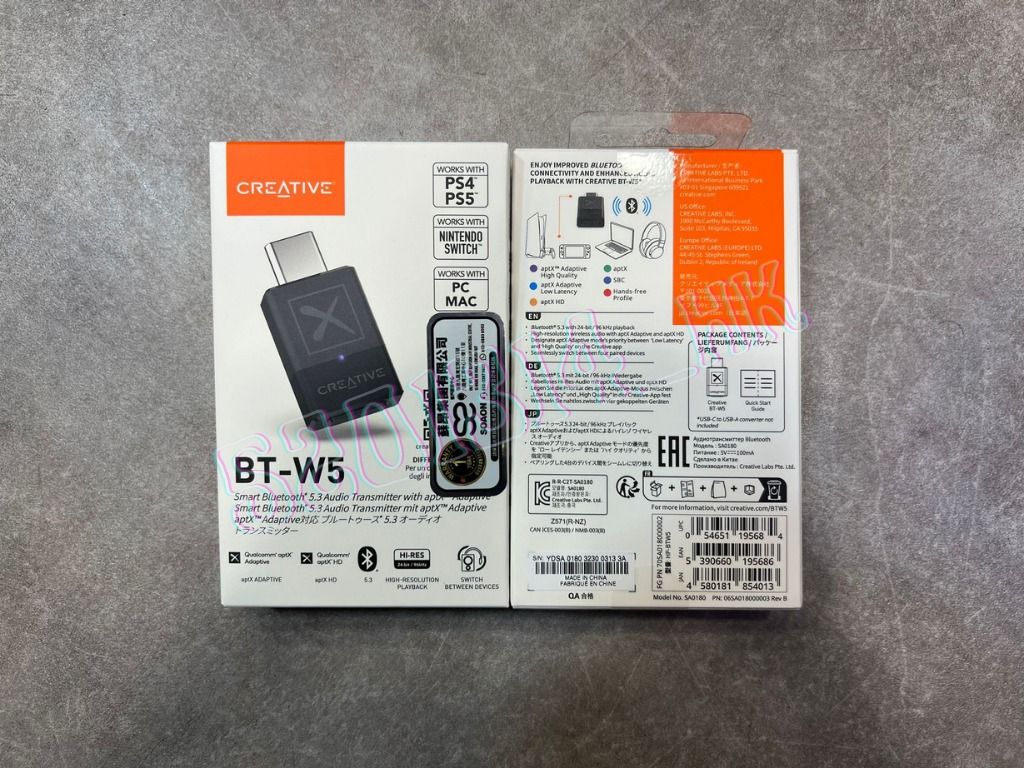 全新行貨門市現貨】Creative BT-W5 aptX Adaptive 智能藍牙® 5.3 音訊
