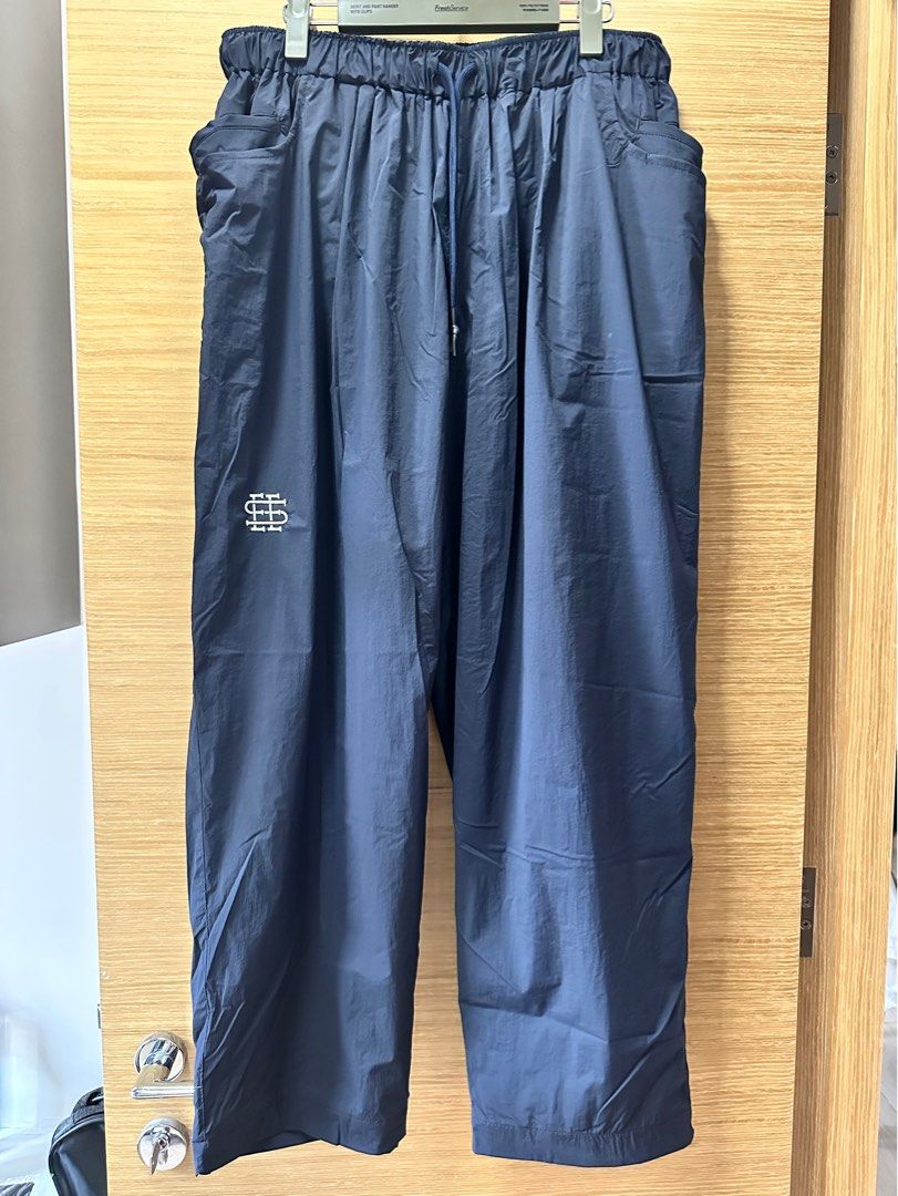 Vintage Fila Track Pants XL Navy Blue Nylon White 3 Stripes Baggy Fit Lined  90s