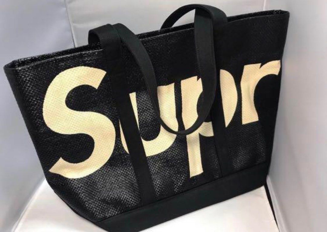 黑色Supreme 20ss Raffia Tote bag 袋包black, 名牌, 手袋及銀包