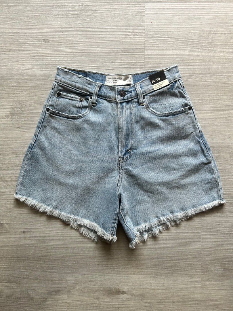 Abercrombie & Fitch denim Dad short high rise, Women's Fashion, Bottoms, Shorts on Carousell