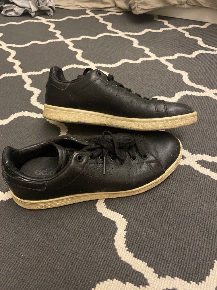 Adidas stan smith black sale leather