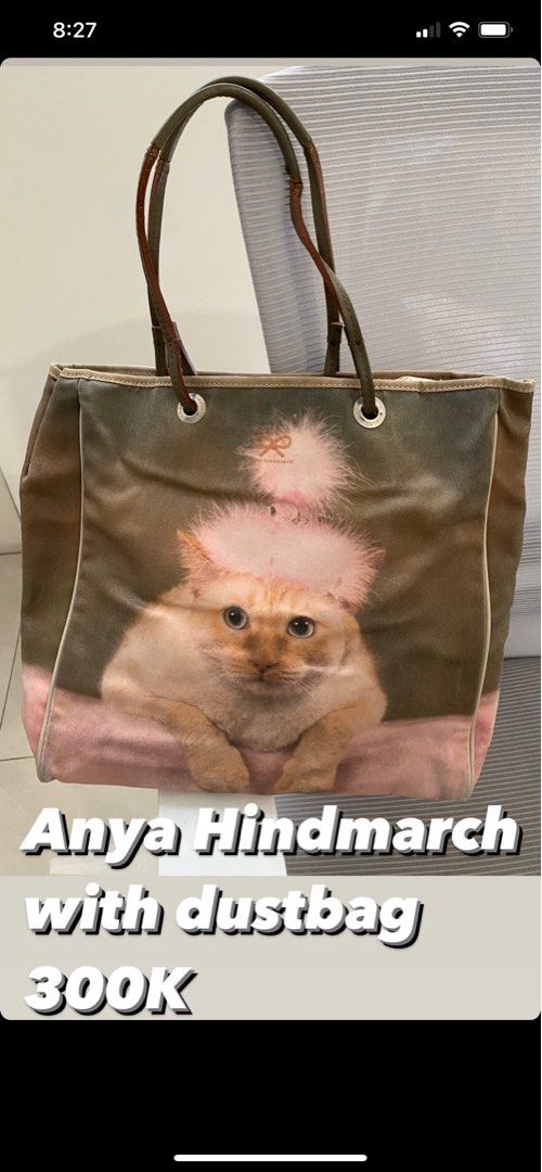Anya Hindmarch Cat, Fesyen Wanita, Tas & Dompet di Carousell