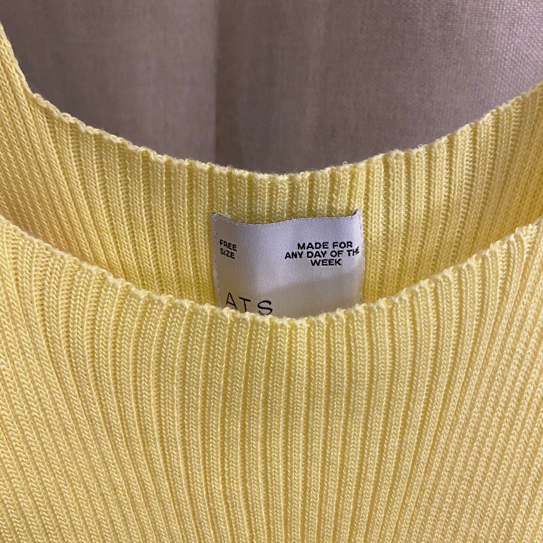 ATS the label sterling knit dress in yellow ribbed rajut dress square ...