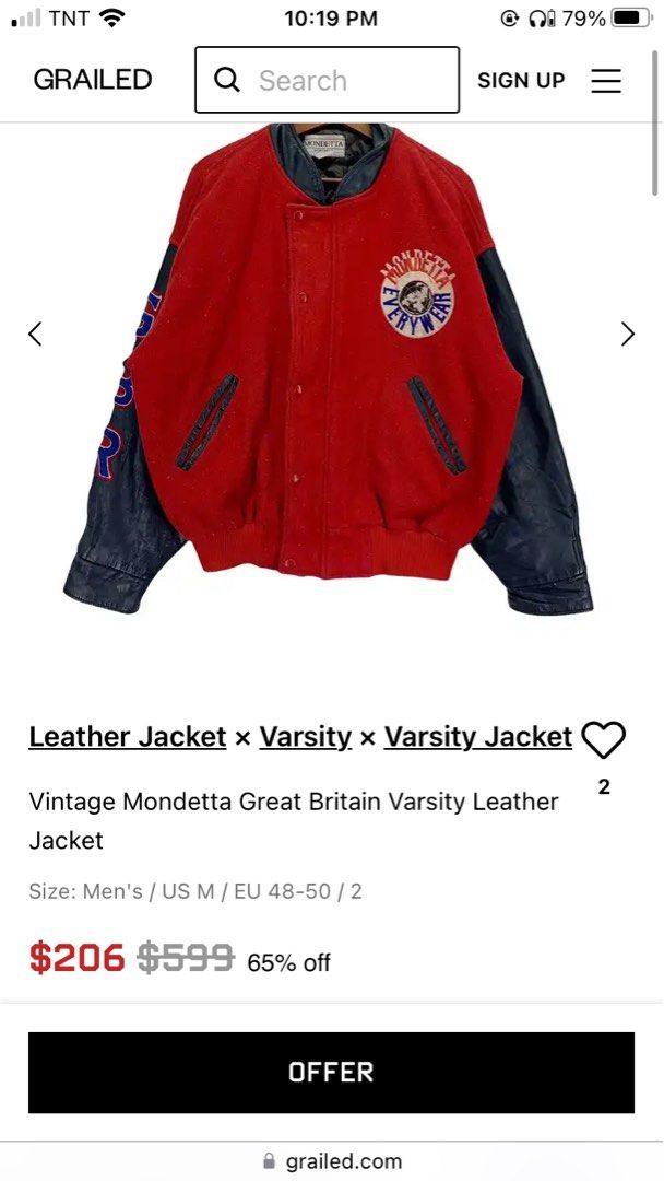 Mondetta USA Leather and Wool varsity letterman style jacket