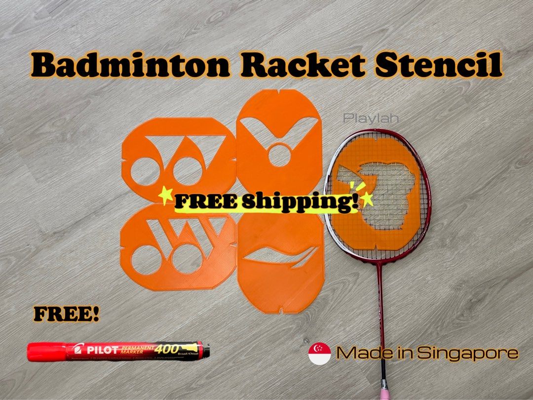 Badminton Racket Stencil FREE marker pen & FREE shipping, Sports