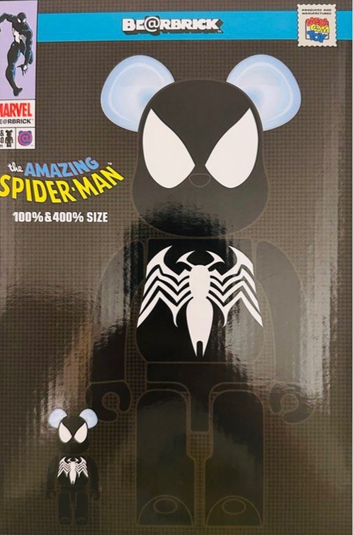 BearBrick Spiderman Black Costume 400% 100% Set, 興趣及遊戲