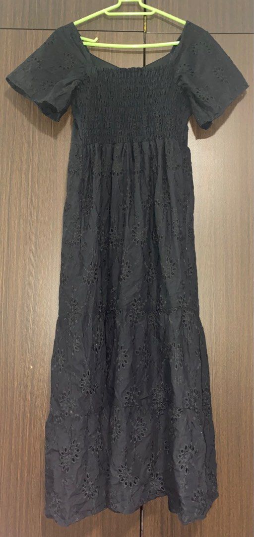 Eyelet Tank Dress Black