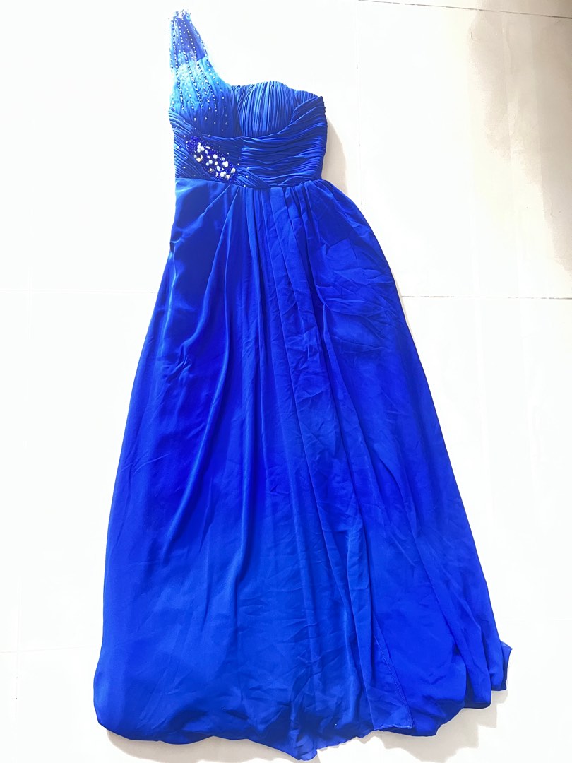 Blue Dinner Dress, Women's Fashion, Dresses & Sets, Evening Dresses ...