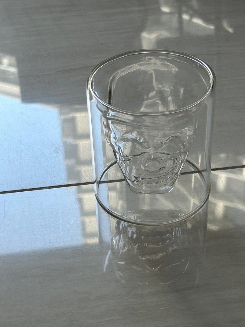 Crystal Skull Shot Glasses Double Wall Glass Cup, Funny Crystal Dri