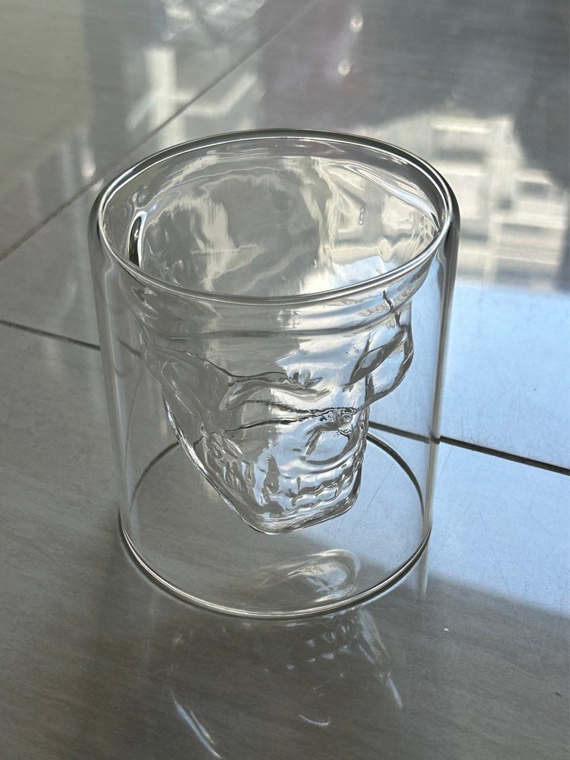 Crystal Skull Shot Glasses Double Wall Glass Cup, Funny Crystal Dri