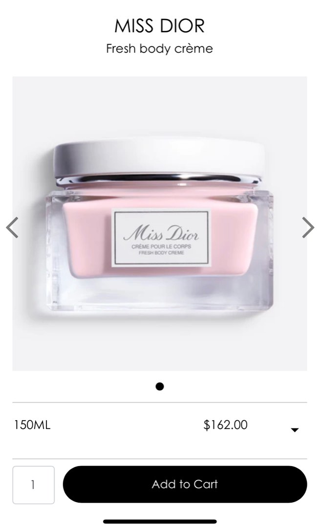 Miss dior body new arrivals cream
