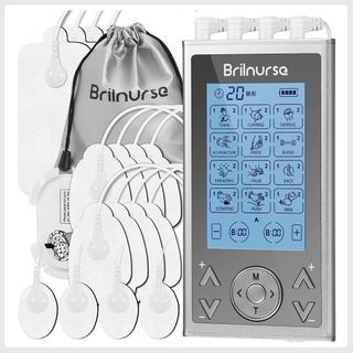 Brilnurse TENS Unit 24 Modes 30 Level Intensity, Dual Channel Electric TENS  Unit Muscle Stimulator with 12 Electrode Pads, Rechargeable Muscle Massager  TENS Machine Pulse Massager for Pain Relief Black