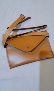 Camel Faux Leather Snap Belt Bag