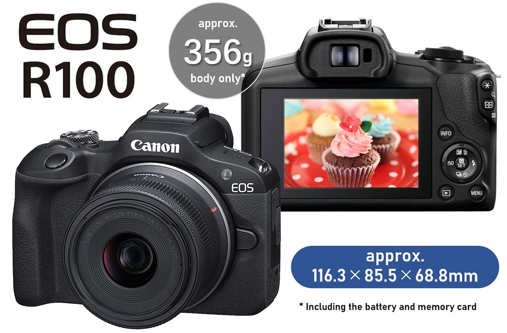 CANON EOS R100 (RF-S18-45mm f/4.5-6.3 IS STM) KIt OR BODY ONLY ( 15 Months  warranty ), Photography, Cameras on Carousell