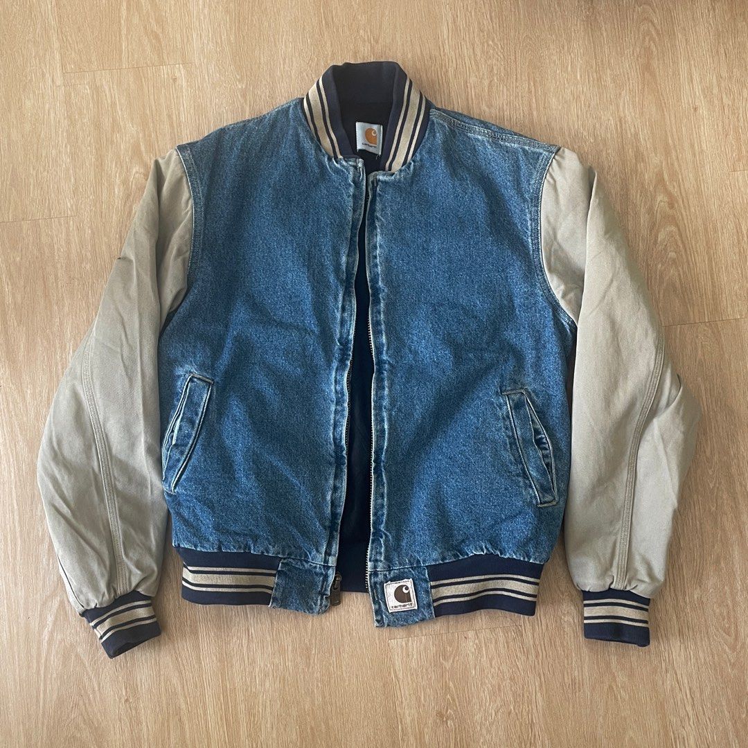 carhartt denim varsity jacket