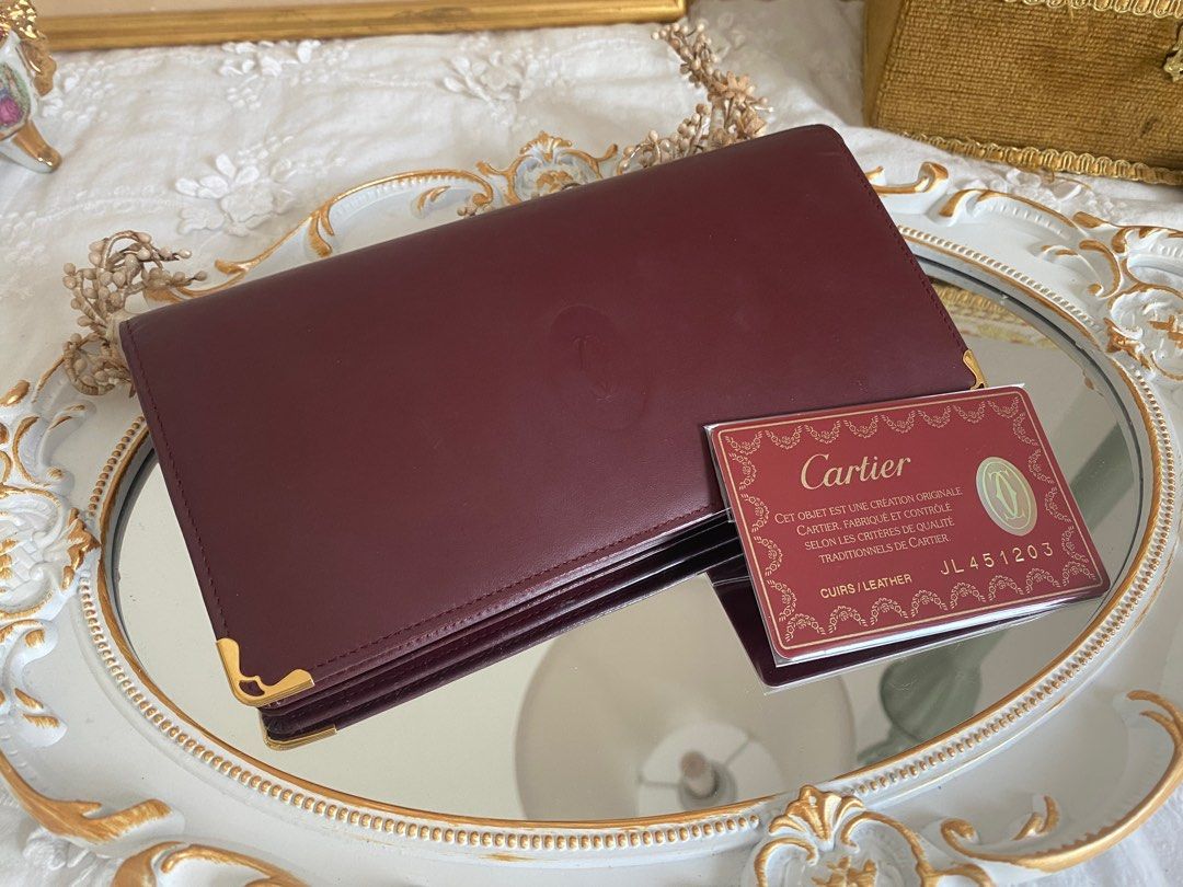 Cartier Vintage Wallet with Certificate Card Genuine Leather Purse